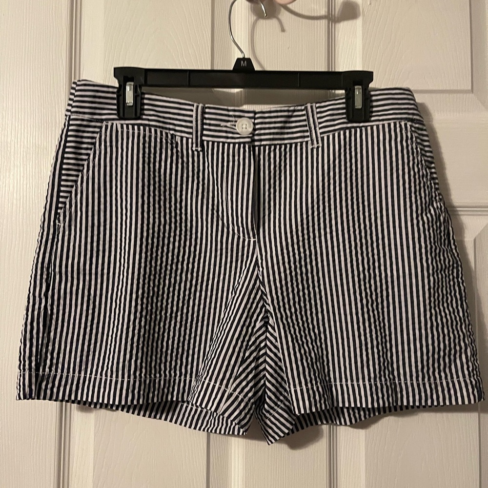 Women's Black and White Striped Shorts
